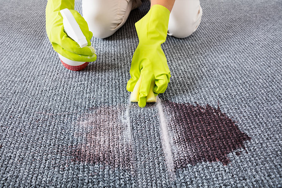 Blood cleanup on a carpet in Arlington, VA office